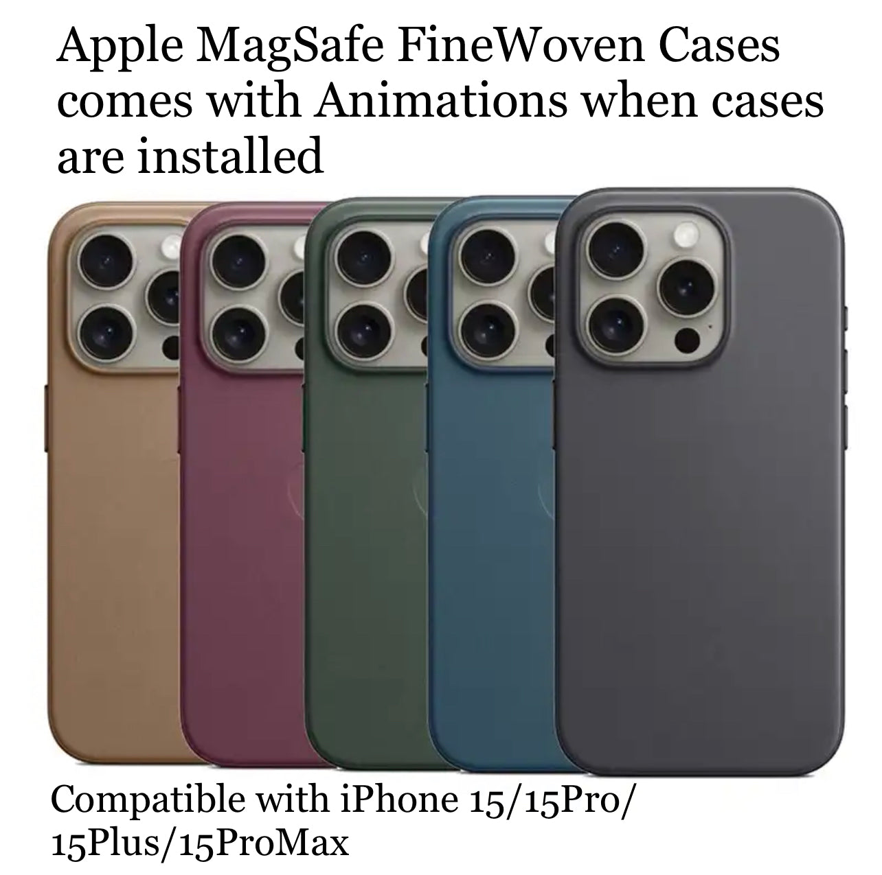 Premium Apple MagSafe FineWoven Phone Cases with Animations- for iPhone 15 Series 2023 Premium Apple MagSafe FineWoven Phone Cases with Animations- for iPhone 15 Series 2023